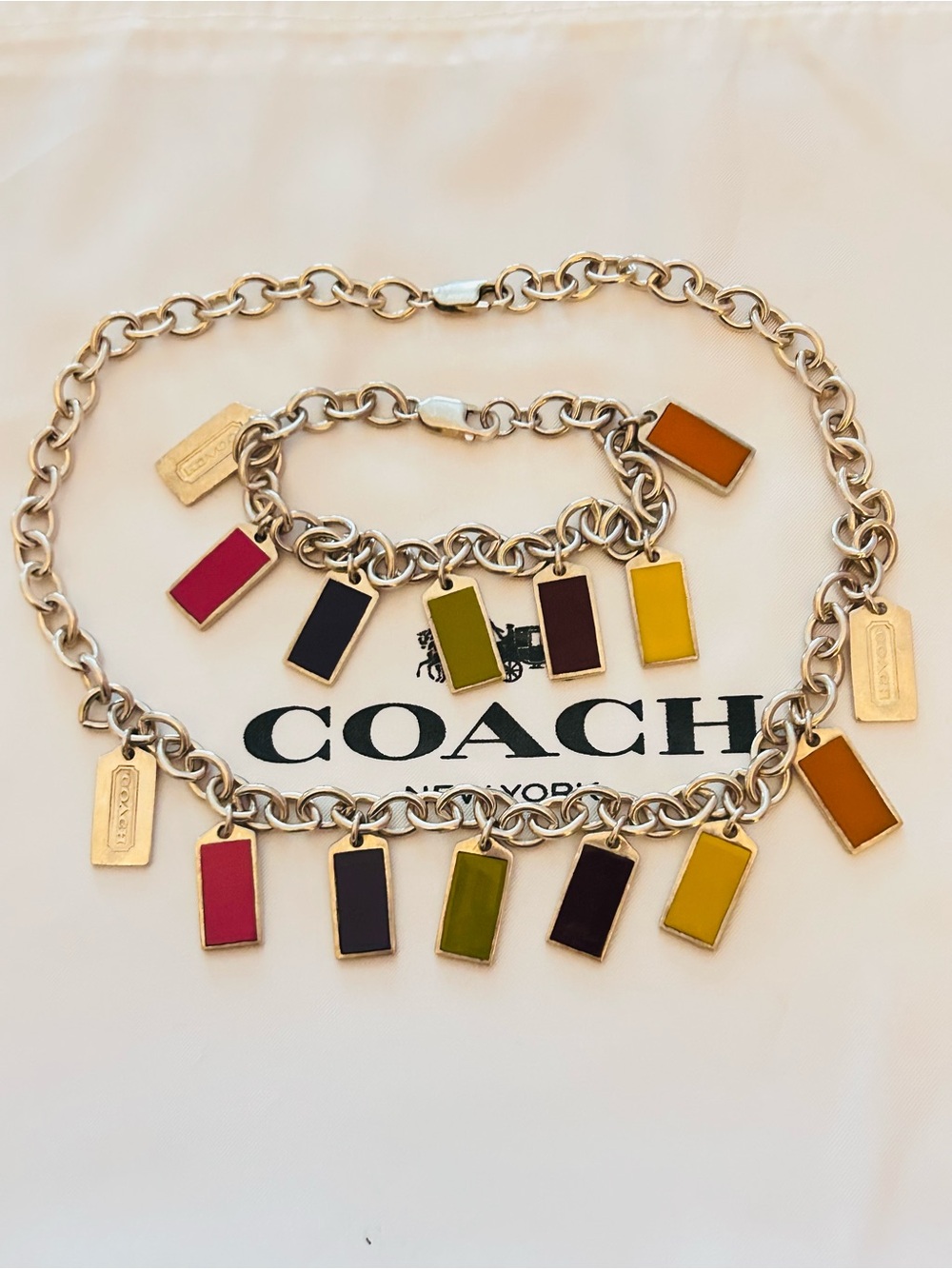 RARE Coach Legacy Y2K 925 Sterling Silver Charm Bracelet and Necklace